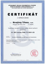 Certifikát jakosti - dle čl. 203 normy ČSN 73 2601-Z2