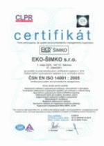 Certifikát EN ISO 14001 : 2005
