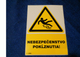 Bezpečnostná samolepka a plastova tabulka :Nebezpečenstvo pokĺznutia !
