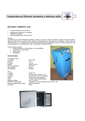 EKOVAK CARBOFIL 0.25/K - filtračné zariadenie s aktívnym uhlím